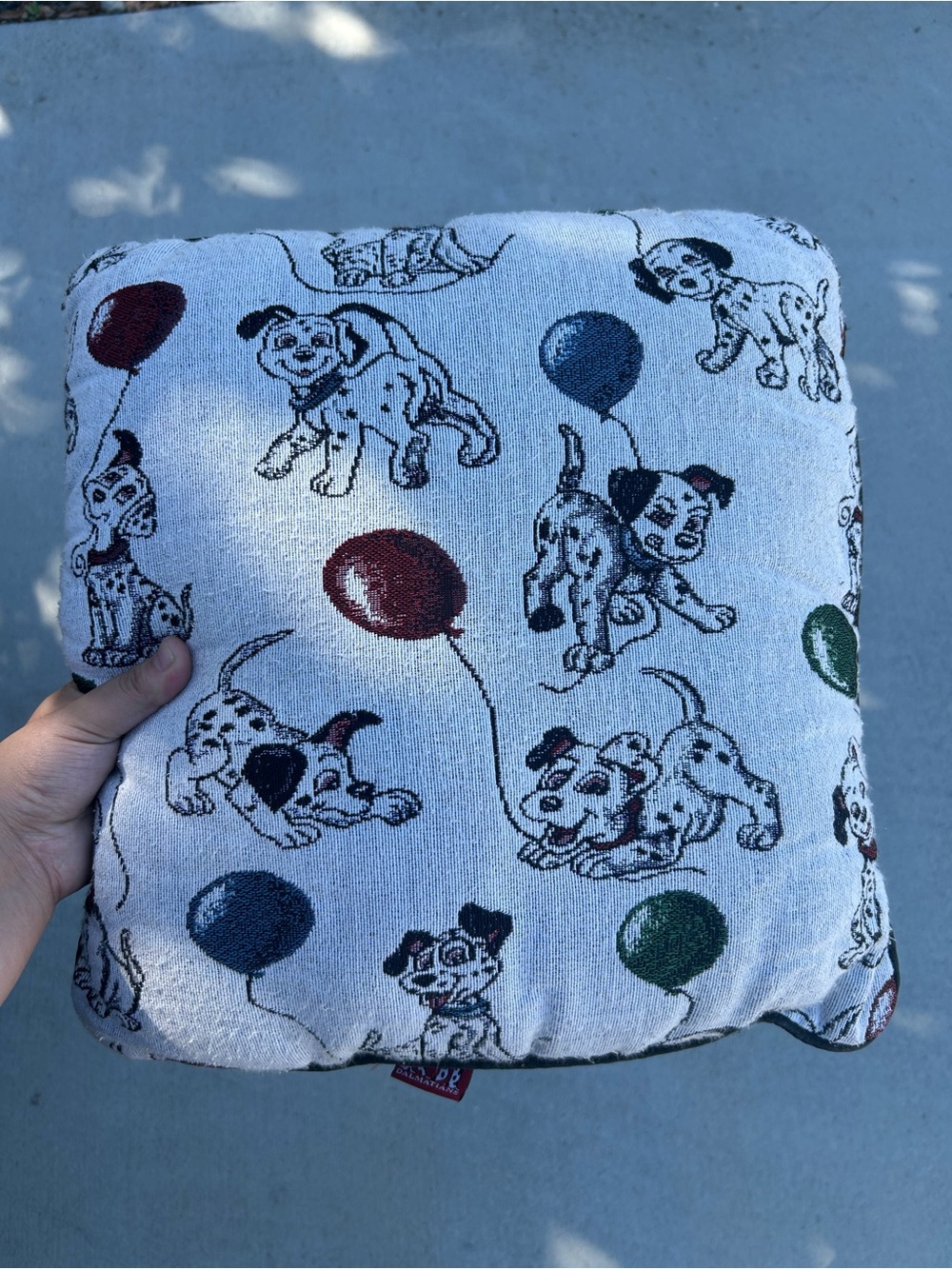 Disney 101 Dalmatians Balloon Print Pet Cushion - White with Red, Blue, Green